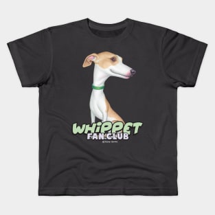 Cute whippet dog posing on Whippet with Green Collar tee Kids T-Shirt